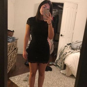Black lace mini dress